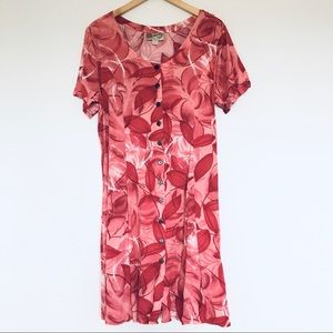 Hilo Hattie Hawaii Tropical Red Floral Dress